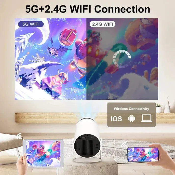 Smart Home Projector with Wi-Fi 6 and Auto Adjustment
