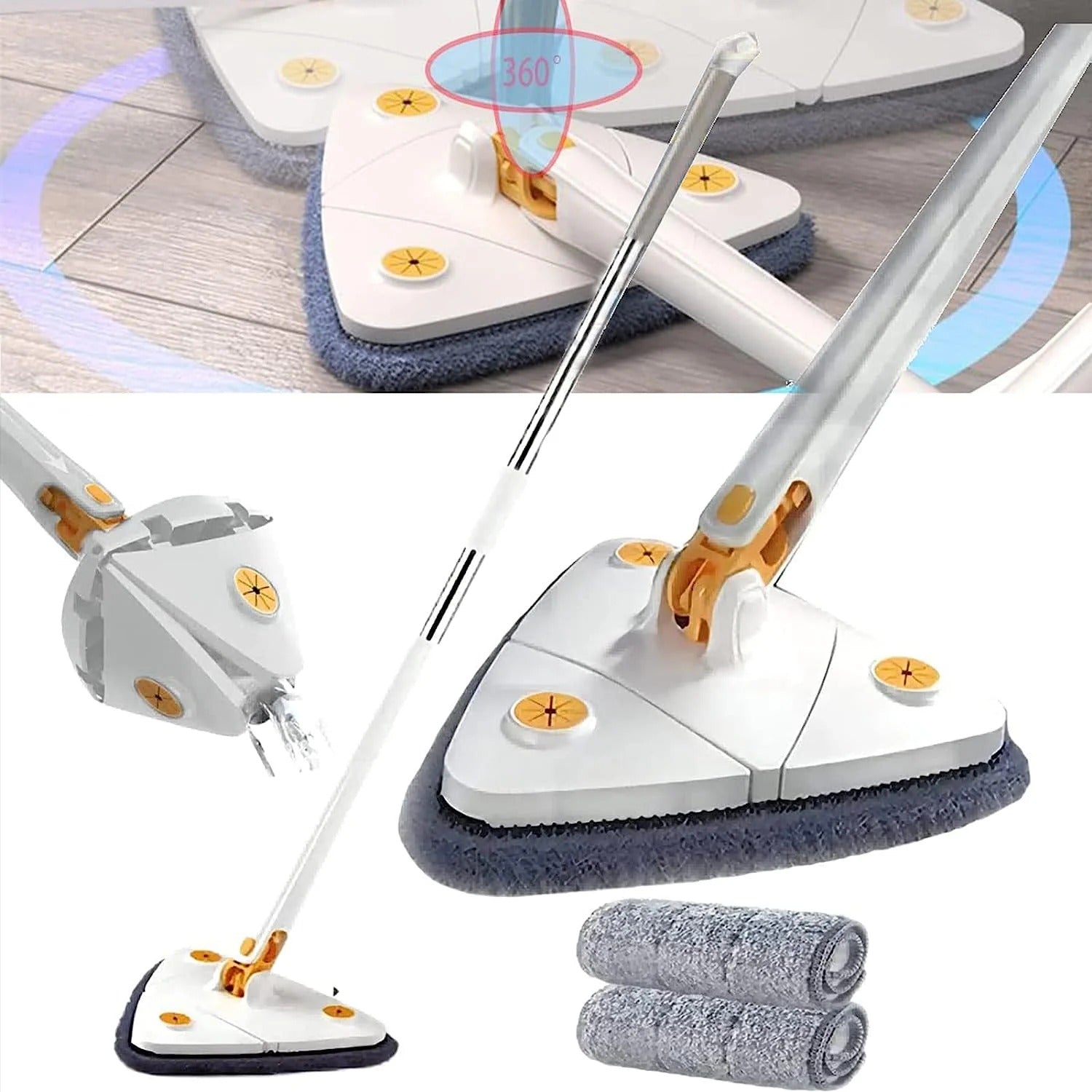 Triangular 360° Mop for Corners and Hard-to-Reach Areas